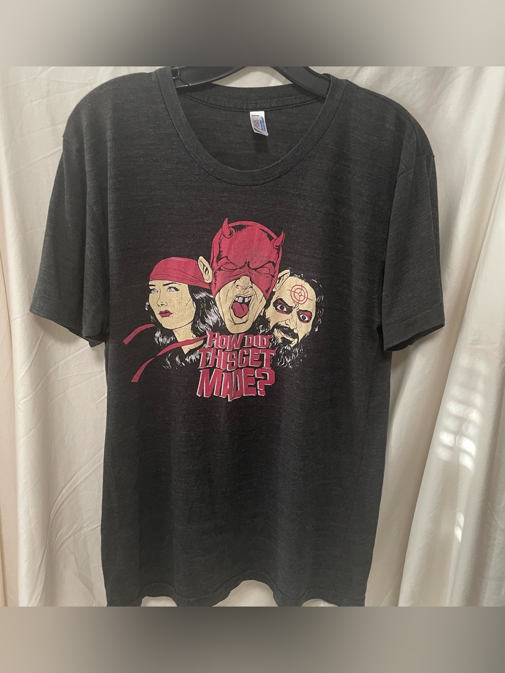 American Apparel Black Men’s  Tee with Pink Graphic Faces